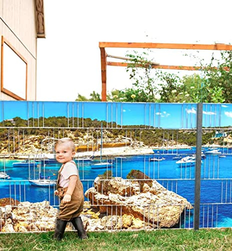MyMaxxi Infinity Zaunsichtschutz | Strand 02 beide Teile Motiv 5 Streifen | Sichtschutzstreifen für Doppelstabmattenzaun | Windschutz Sonnenschutz Blickdicht | Sichtschutz Garten | Sichtschutz