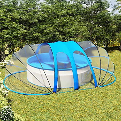 Tidyard Pooldach mit 2 Aufrollbar Seitentüren, Transparenten Poolüberdachung, Pool Pavillion, Poolabdeckung, Dach für Gartenpool, Aufstellpool, Geeignet für Einbaupool 580 x 370 cm, PVC