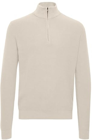 Blend BHCodford Herren Strickpullover Troyer Feinstrick Pullover mit Stehkragen und Rei√üverschluss, Color: Oyster Gray (141107), Size: XX-Large