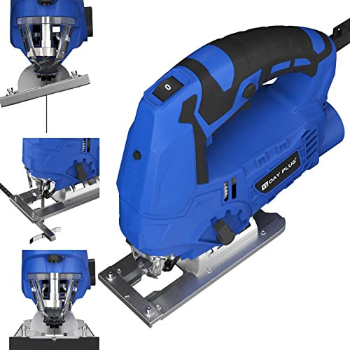 Electric Jigsaw Power Tool with Laser Guide LED Light for Garden Home DIY Woodworking, 800W Compact Wood Cutter Tools, 6 Adjustable Speed, 45°Bevel Cutting, 4-Stage Orbital Setting, 0-3000RMP