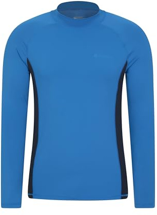 Mountain Warehouse Mens Long Sleeves Rash Vest - Quick Drying Rash Guard, Prevents Chafing, UPF50+ Sun Protection with Flat Seams - Spring Summer, Swimming & Surfing Corn Blue 3XL