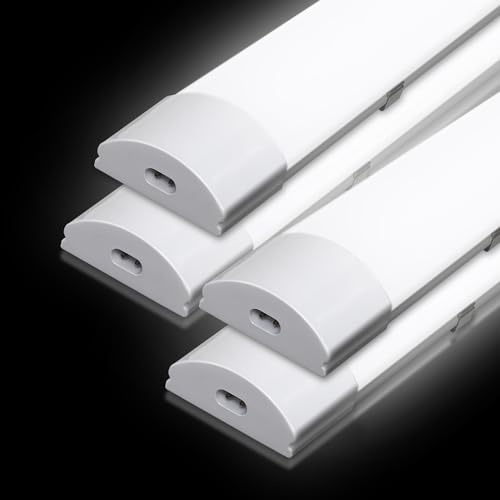 Jopassy Feuchtraumleuchte LED 4x 60cm Neutralweiß IP65 Wasserfest feuchtraumlampe Werkstattlampe leuchtstofflampe Wannenleuchte lampe feuchtraum Leuchte für Garage Keller Bad Büro Warenhaus