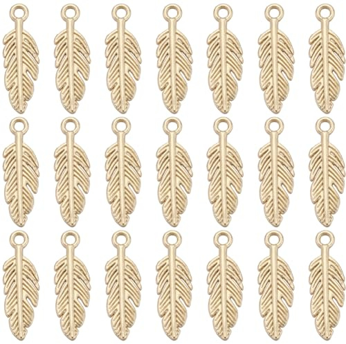 SUNNYCLUE 1 låda 50 st vingberlock bulk fjäder berlocker ängel retro guld bohemisk vintage stil boho berlock för smyckestillverkning berlocker tillbehör gör-det-själv halsband armband örhängen