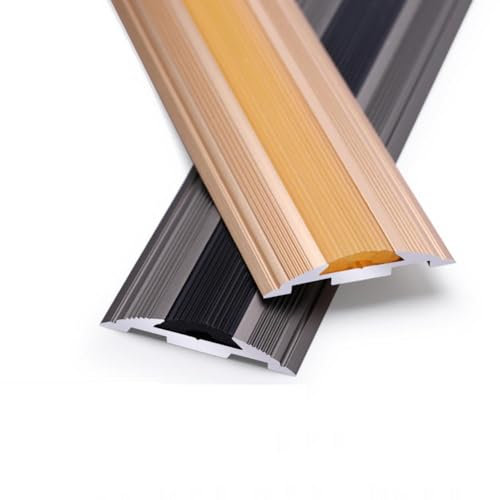 HCZION Boden Übergangsprofil Bodenprofil Aluminium, Teppichkantenleiste Ausgleichsprofil Rutschfester Treppenkantenprofil Holz Zu Fliesen Kantendekoration (Color : Gold, Size : 1 3/4in-44mm(x10))