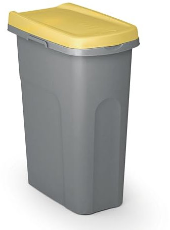 Casaria® Poubelle cuisine 25L 39x24cm couvercle inodore sac poubelle système de tri sélectif déchets salle de bain poubelle cuisine 1 bac jaune