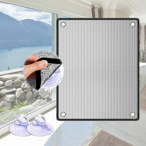Sonnenschutz Fensterfolie Doppelte Schicht Aluminium Folie Anti UV Fensteraufkleber Thermomatten Mit Saugnäpfen(55x80cm)
