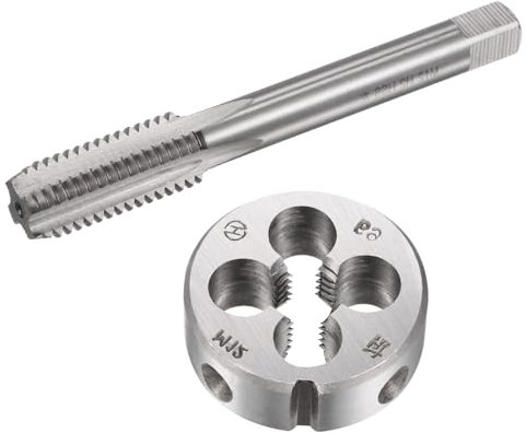 Boxonly Gewindeschneider-Sets, M12 x 1,75, metrisches Linksgewinde, gerader Nutgewindebohrer mit rundem Gewindeschneider, Gewindebohrer- und Schneideisen-Set für Mutterschrauben, Bolzen,