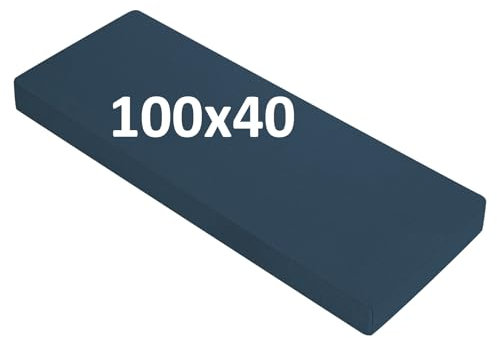OutStep Bankkissen aus Leinen, verstärkte, atmungsaktive Sitzkissen für den Innenbereich, hochdichte Bankauflage mit Rutschfester Unterseite (dunkel blau, 100x40x5 cm)