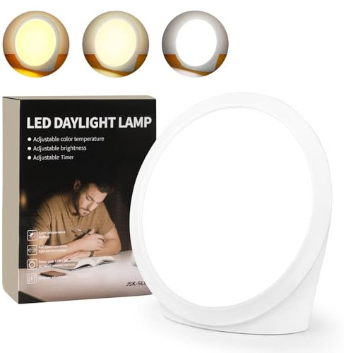 Lampe de Luminothérapie 10000 lux,Simulation de la Lumière du Jour avec 3 Couleurs de Lumière,6 Minuteries 5 Intensités Lumineuses Réglables et Fonction Mémoire,Simulation de la Lumière Lampe Soleil