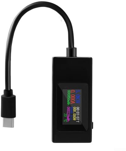 CNANRNANC USB C Tester Meter Voltmeter USB Multimeter Type C Current Meter Voltage and Current Tester 4-30V 0-6.5A PD QC USB Power Meter Capacity Current Meter (Black)