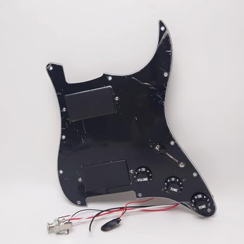 Vorverdrahteter Strat Pickguard für Gitarre mit HH Humbucker Aktiv-Tonabnehmer, 3-Wege-Schalter, Lautstärkeregler und Tonregler für Fender USA / Mexiko Stratocaster Ersatzteile (schwarz)