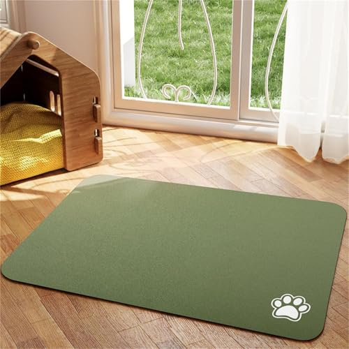 Hearda Tappetino Ciotola Cane Assorbente, Tappetino per Cane Cibo Tappetini Sottociotola per Cani Tappetino Antiscivolo Ciotole Gatto Tappetino sotto Ciotola Cani (30x50cm,Verde Erba Q)