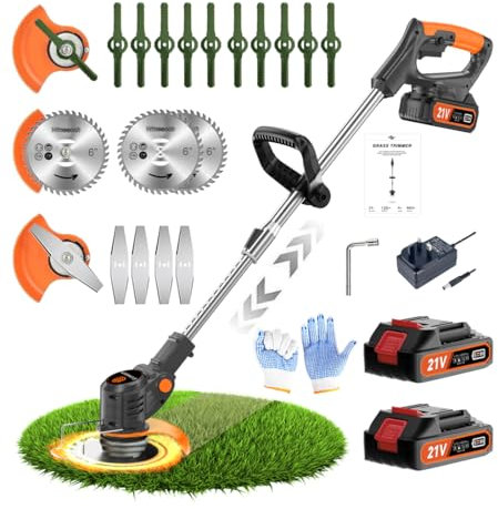 EVOKRYL 21V Cordless Grass Strimmer with 11000 RPM and 750W Motor Garden Strimmer Cordless with 2 Batteries 4.0Ah is the Perfect Partner for all Your Garden and Lawn Care Needs