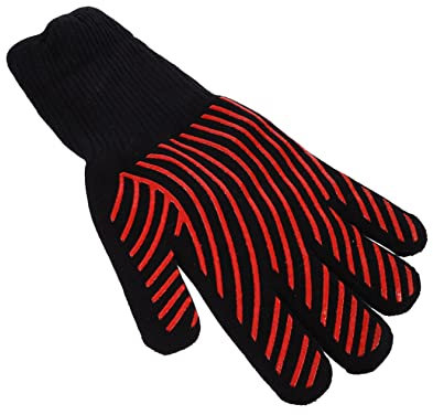 MOLUCKFU Hitzeschutz Handschuh Feuerfester Grillhandschuh Für Mikrowelle Hitzebeständig Rutschfest Wiederverwendbar Mit Langen Manschetten Rot