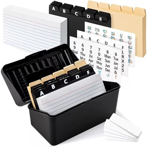 Premium 1 set receptlåda med kort och avdelare, låda, klistermärken och etiketter indexkorthållare, lätt att använda indexkort för hem recept flashcards adress kontorsmaterial