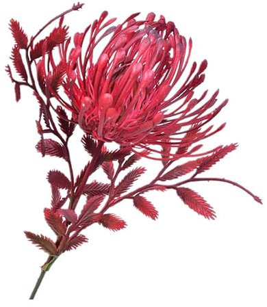 Aflorshope Künstliche Nadelkissen, Chrysanthemen für den Außenbereich, UV-beständig, künstlicher Blumenstrauß, Rot, 12 Stück