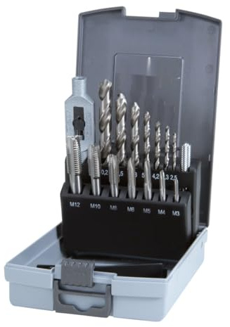 Lot de 15 tarauds et forets HSS pour taraudage et perçage sur métal et autres matériaux.
