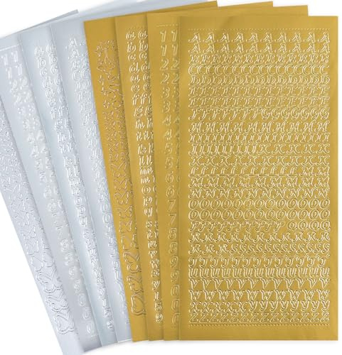 pegatinas Letras Autoadhesivas, 8 hojas de calcomanías de transferencia para frotar, Juego de pegatinas de letras mayúsculas y minúsculas con números, para lisas como/velas/bautizo/comunión