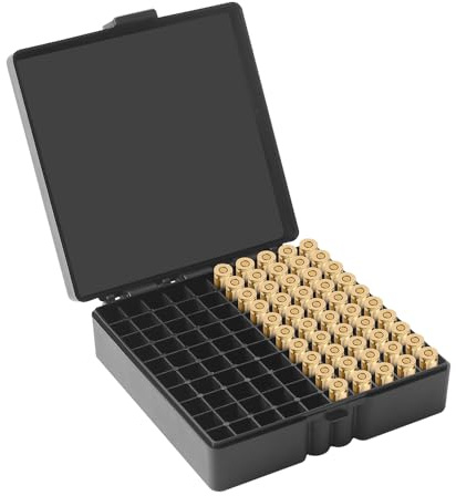 FUNANASUN Patronenbox, Munitionsbox für 9-mm-Geschosse， Munitionskiste aus Robustem Kunstoff, Große Kapazität Munitionstaschen Kann 100 Schuss Munition Aufnehmen