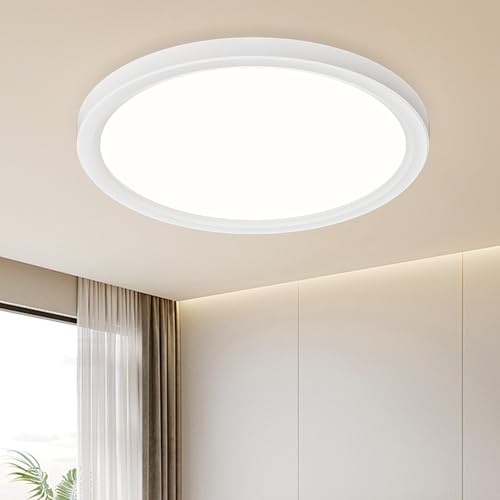 Birnetek® Plafoniera LED Soffitto 18W, Plafoniera Soffitto 1800LM, 4000K, IP44 Impermeabile, Moderno E Semplice, Ultrasottile Lampada LED per Soggiorno, Bagno, Camera da Letto, Cucina, 220 * 21mm
