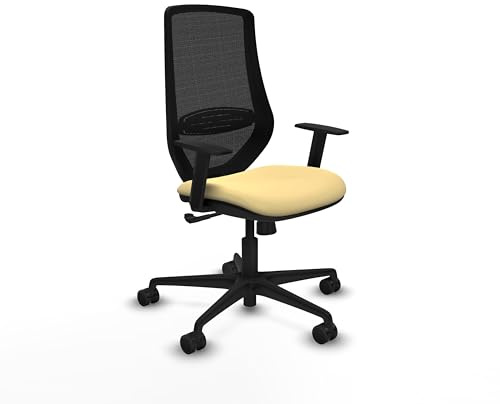 Piqueras y Crespo Sedia tipo cassiere ergonomica mardi per ufficio con ruote morbide, braccioli regolabili e schienale fisso, ideale per 8 ore di utilizzo e peso massimo di 120 kg