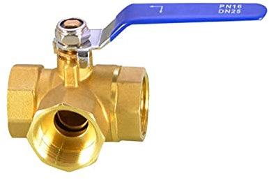Pipe 3 Way Ball Valve, 3-Way Ball Valve T-Type L-Type BSP Female Brass Multiple Sizes for Water Oil Air Gas(3/8in,Ltype)
