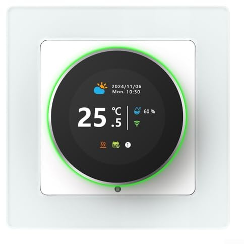 URPIZY Termostato digitale per ambiente per riscaldamento a pavimento, compatibile con Wi-Fi, programmabile con display touch screen e controllo vocale 3A/16A (wall-mounted boiler)