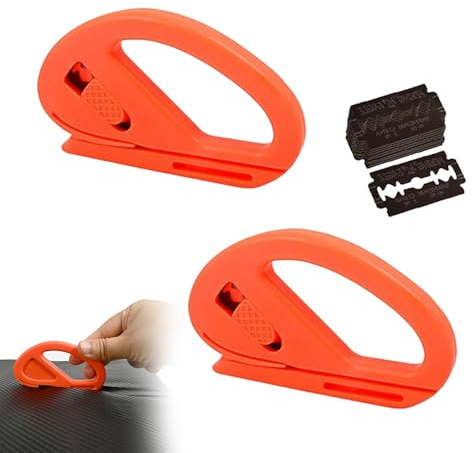 2 Stk Geschenkpapier Schneider mit 10 Ersatzklingen,Wrapping Paper Cutter,Gift Wrap Cutter für Weihnachten, Halloween,Christmas,Geburtstage Bastelpapier,Geschenk papierschneider Papier Rolle (Orange)