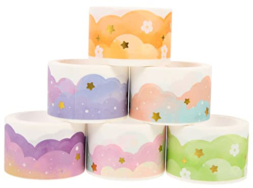 AUTSUPPL 6 rouleaux Ruban Washi Décoratif Adhésif pour Scrapbooking Autocollants DIY pour Carnet Adhésif Décoratif sans Trace Motifs Variés pour Albums et Journaux