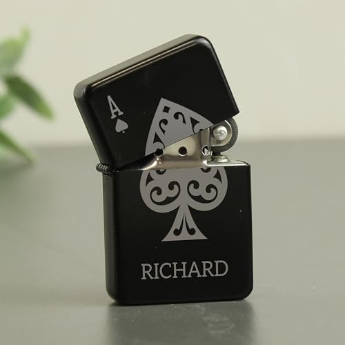 Personalised Ace of Spades Black Petrol Lighter