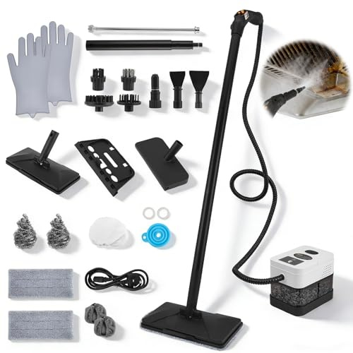 Trsaow Steam Cleaners with mop,2500W 1.8L 3 Bar Portable Steam Cleaner Handheld,3 adjustable steam levels Steamer Cleaning Machine High Pressure Steam Cleaner Fast heating for Kitchen Home Car
