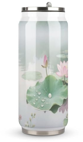 GHEPSDW Water Lilies in The Pond Vacuum Insulated Tumbler, 13Oz Stainless Steel Drinking Cups with Straw, Double Wall Thermal Coffee Mug for Travel, Office & Gym, (Inner 304/Outer 201 Steel)