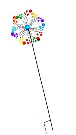 jiingekk Moulin à vent en fer coloré - Moulin à vent vertical coloré arc-en-ciel pour décoration de jardin