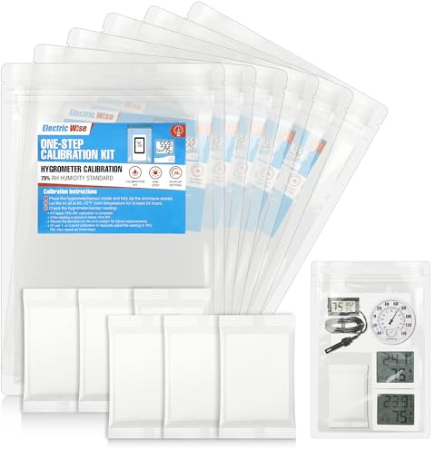 6 Pack 11.81'' One-Step Hygrometer Calibration Kit with 75% RH Humidity Control Pack, Humidity Control Packs for Digital & Analog Hygrometers and Sensors
