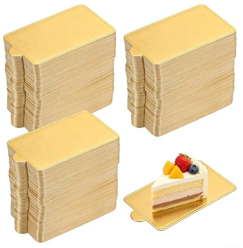 Tomedny Sottotorta Rettangolare, 300 Pezzi Oro Rettangolare Mousse Torta Dessert Sottopiano Base in Cartone Strumenti da Forno per Pizza, Pasticceria Vassoi per Alimenti