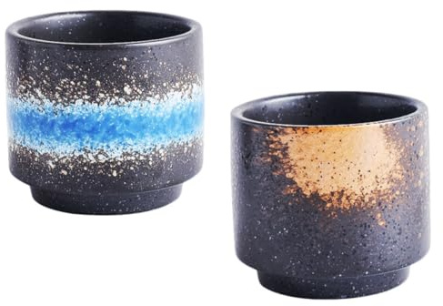 Toyvian Tazas de Cerámica Estilo Japonés para Infusiones y Agua, 2 Piezas sin Asa, Colores Variados, Superficie Lisa, Apilables, para Uso en Casa Color Aleatorio