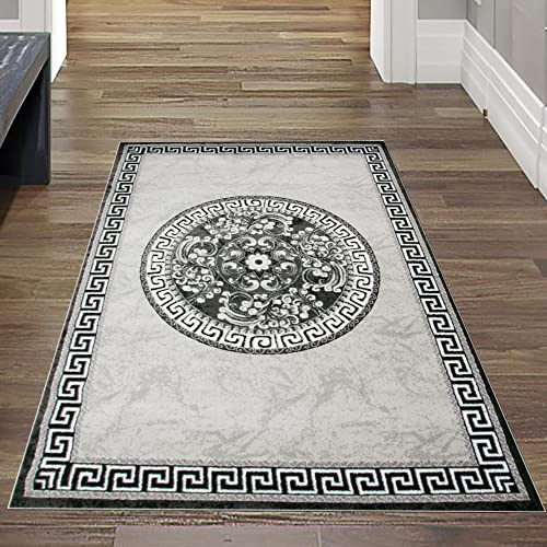 Teppich-Traum Tappeto Orientale con filato scintillante | ornamenti nel cerchio | grigio crema 80x150 cm