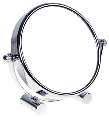 HIMRY Miroir cosmétique sur Pied, Grossissement x10, Compact Miroir de Table, 6 inch, orientable sur 360°, 100% et 1000%, Chrome, Miroir de Ø 15,3 cm, KXD3142-10x