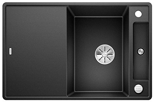 BLANCO AXIA III 45 S-F | Granitspüle aus SILGRANIT anthrazit | mit | [77x50x20,2 cm] | für 45 cm breite Unterschränke | mit Holzschneidbrett | Reinigungsfreundlich | Einbauart: Flächenbündig