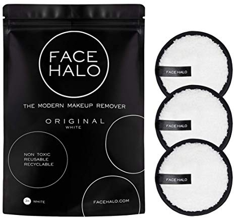 Face Halo Original Makeup Remover, Eco-Friendly, Reuseable, Vegan Friendly, White, Set of 3 (Pack of 1)
