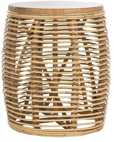 Safavieh Home Maui Coastal Natural Rattan Drum Stool Table