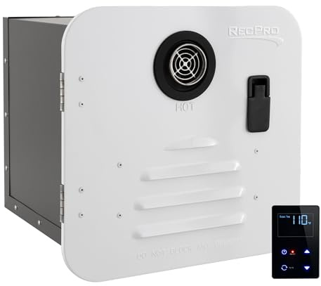 RecPro RV Tankless Water Heater | On Demand Hot | 42,000 BTU | Gas Water Heater | Remote Control Included (15 x 15 Door Size, White)