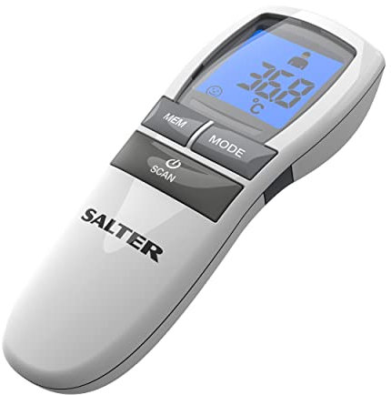 Salter TE-250-EU Infrared Forehead Thermometer – Digital Non-Contact Temperature Thermometer, Night Mode, Fever Alarm, 30 Memory Recall, Instant/Accurate Readings, Backlit Display, For Babies/Adults