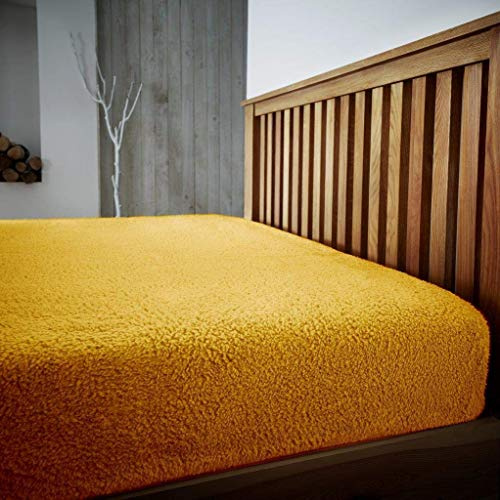 Glamptex Sábana bajera ajustable de forro polar Sherpa de 30 cm de profundidad, individual, doble, king y super (amarillo, doble)