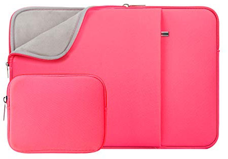 RAINYEAR 11 Zoll Laptop Hülle Tasche Weiches Futter Cover Tasche mit Fronttasche & Zubehörtasche, Kompatibel mit 11,6 Zoll MacBook Air für 11 Zoll Notebook Computer Tablet Chromebook(Kräftiges Rosa)