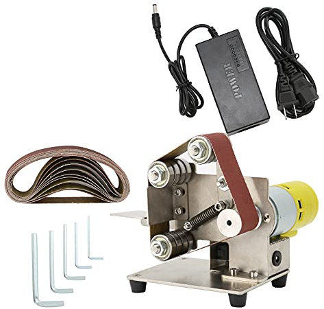 Elektrischer Mini-Bandschleifer Schleifer Bankschleifmaschine DIY Polieren Schleifmaschine Spitzer Messingkern Motor 4500-9000 U/min Einstellbar AC110-240V(EU Plug 895（200W）)