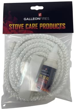 10mm White Stove Rope Kit for Stove Door Seal with Large 50ml Glue & Tape - Heat Resistant 2m x 10mm