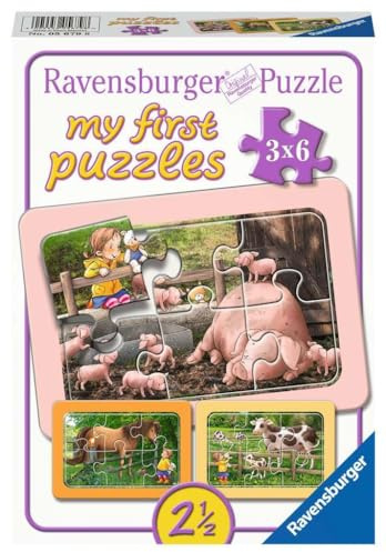 Ravensburger Puzzle Lotta auf dem Bauernhof - 3x6 Teile Puzzle | 3x6 Teile Puzzle, Kinderpuzzle ab 2,5 Jahre, Ravensburger Qualität