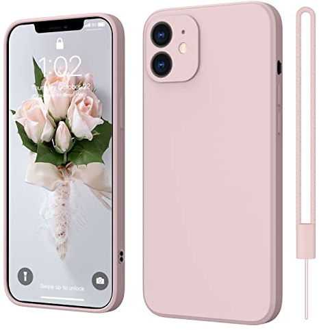 ElestBela für iPhone 12 Hülle Silikon, Handyhülle für iPhone 12 Ultra Dünn Slim mit Microfiber, Kratzfeste Schutzhülle Hülle Rosa