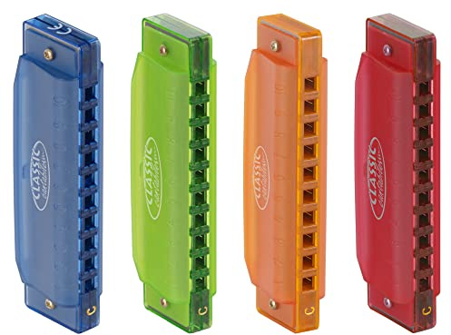Classic Cantabile FBH-10 FunKids Mundharmonika C-Dur 4X Set, Tonart: C-Dur | Diatonische Mundharmonikas, Kanzellenkörper aus ABS-Kunststoff, 10 Kanzellen (Tonlöcher), 20 Stimmzungen aus Phosphorbronze
